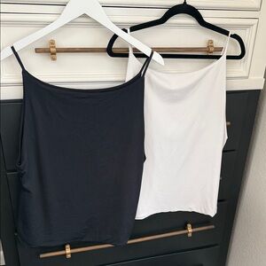 Maeve Black and White Spaghetti Strap Camisole Pair